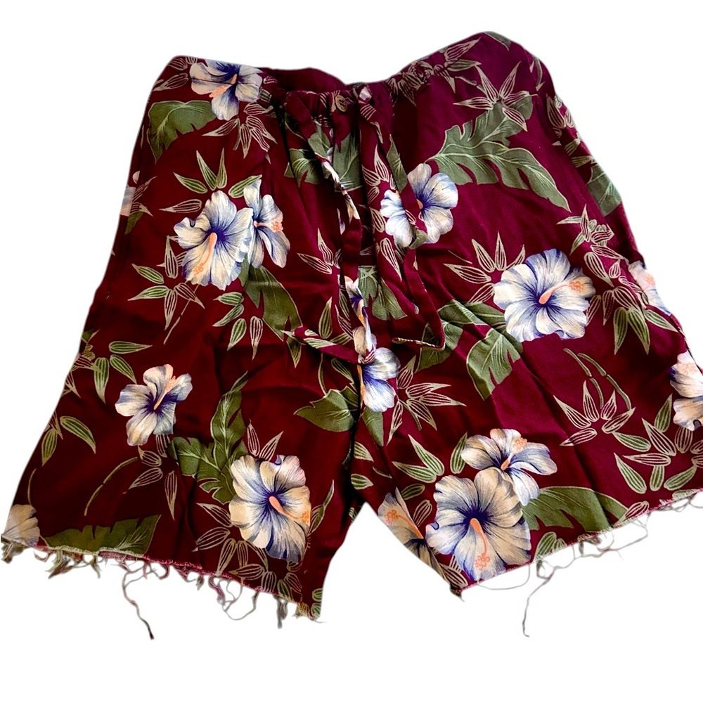Island Traders Red Floral‎ Cutt Off Shorts Size 29in Magnum PI